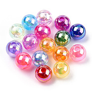Transparent Acrylic Beads, AB Colors Plated, Round, Mixed Color, 8mm, Hole: 2mm, about 2100pcs/500g(MACR-T046-01D)