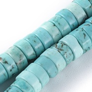 Natural Howlite Beads Strands, Heishi Beads, Dyed & Heated, Flat Round/Disc, Turquoise, 6x3mm, Hole: 0.8mm, about 152pcs/strand, 15.1 inch(38.5cm)(X-TURQ-L030-04B-01)