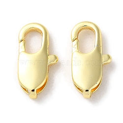 Rack Plating Brass Lobster Claw Clasps, Long-Lasting Plated, Lead Free & Cadmium Free, Golden, 12x6x2.5mm, Hole: 2.8x1mm(KK-F090-23G-01)