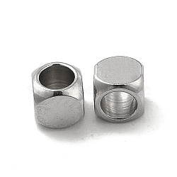 Non-Tarnish 201 Stainless Steel Cube Beads, Stainless Steel Color, 3x3x3mm, Hole: 2mm(STAS-P319-11B-P)