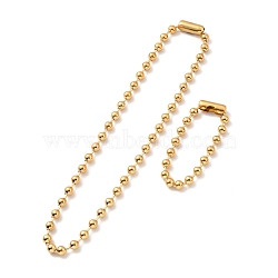 Vacuum Plating 304 Stainless Steel Ball Chain Necklace & Bracelet Set, Jewelry Set with Ball Chain Connecter Clasp for Women, Golden, 8-7/8 inch(22.4~56.5cm), Beads: 8mm(STAS-D181-01G-01C)