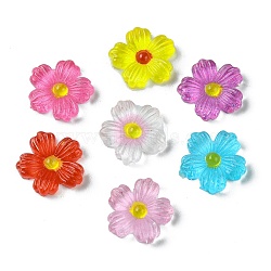 Translucent Resin Cabochons, Flower, Mixed Color, 9~9.5x2.2mm(RESI-E039-14)