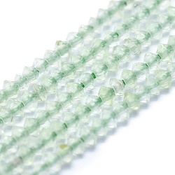 Natural Prehnite Beads Strands, Bicone, Faceted, 2x0.8mm, Hole: 0.5mm, about 310~320pcs/strand, 15.35 inch(39cm)(G-E530-14E)