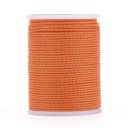 Round Waxed Polyester Cord, Taiwan Waxed Cord, Twisted Cord, Orange, 1mm, about 12.02 yards(11m)/roll(YC-G006-01-1.0mm-07)