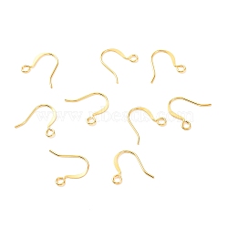 Brass Earring Hooks, with Horizontal Loop, Long-Lasting Plated, Real 18K Gold Plated, 14x16x0.7mm, Hole: 2mm, Pin: 0.7mm(X-KK-F824-012G)