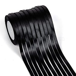 Single Face Solid Color Satin Ribbon, for Bows Crafts, Gifts Party Wedding Decoration, Black, 3/8 inch(9~10mm), about 25yards/roll(22.86m/roll), 10rolls/group, 250yards(228.6m/group)(SRIB-S051-10mm-039)