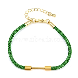 Braided Steel Wire Bracelet Making, with 304 Stainless Steel Lobster Clasps & Brass Beadable Bar, Golden, Rack Plating, Long-Lasting Plated, Green, 6.73x0.17 inch(17.1x0.42cm)(KK-CBA6056-03J-G)