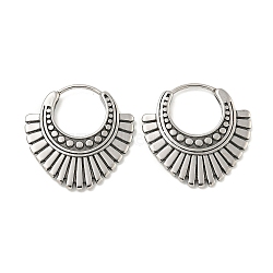 316 Surgical Stainless Steel Hoop Earrings, Fan, Antique Silver, 22x21.5mm(EJEW-D096-08C-AS)