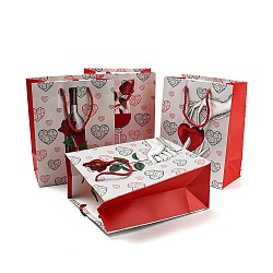4 Colors Valentine's Day Love Paper Gift Bags, Rectangle Shopping Bags, Wedding Gift Bags with Handles, Mixed Color, Goblet, Unfold: 23x18x10.3cm, Fold: 23.3x18x0.4cm(CARB-D014-01D)