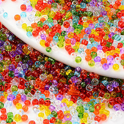 8/0 Transparent Colours Glass Seed Beads, Round Hole, Round, Mixed Color, 8/0, 3~3.5x2~2.5mm, Hole: 0.8mm, about 450g/bag(SEED-T005-08)