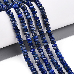 Natural Lapis Lazuli Beads Strands, Faceted, Rondelle, 3.5~4x2~2.5mm, Hole: 0.7~1mm, about 161~170pcs/strand, 14.69~15.35''(37.3~39cm)(G-T141-35)