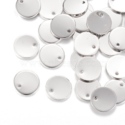 Brass Charms, Flat Round, Platinum, 10x1mm, Hole: 1mm(X-KK-R037-125P)