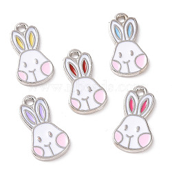 Alloy Enamel Pendants, Rabbit Head Charm, Platinum, 17.5x9.5x1mm, Hole: 1.5mm(ENAM-B054-06P)