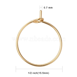 316 Surgical Stainless Steel Wine Glass Charms Rings, Hoop Earring Findings, DIY Material for Basketball Wives Hoop Earrings, Golden, 15x0.7mm, 21 Gauge(STAS-L214-01E-G)