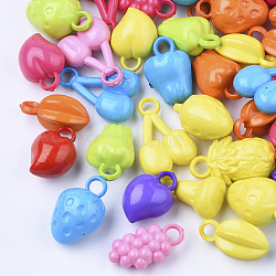 Opaque Plastic Acrylic Fruit Pendants, Mixed Color, 19~30x8~16x5~13mm, Hole: 3~4mm(X-MACR-J086-M)