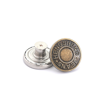 Alloy Button Pins for Jeans, Nautical Buttons, Garment Accessories, Round, Antique Bronze, 20mm