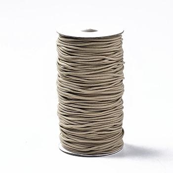 Round Elastic Cord, with Fibre Outside and Rubber Inside, Tan, 2mm, about 76.55 yards(70m)/roll