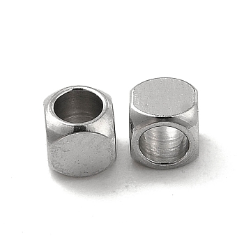 201 Stainless Steel Cube Beads, Stainless Steel Color, 3x3x3mm, Hole: 2mm