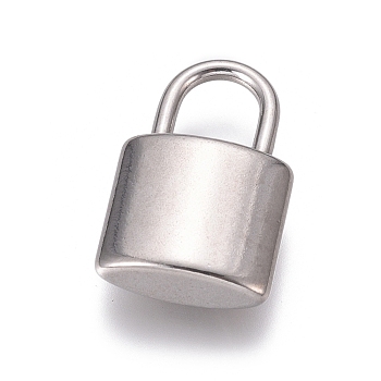 304 Stainless Steel Pendants, Padlock, Stainless Steel Color, 18.5x12x5mm, Hole: 5x6mm