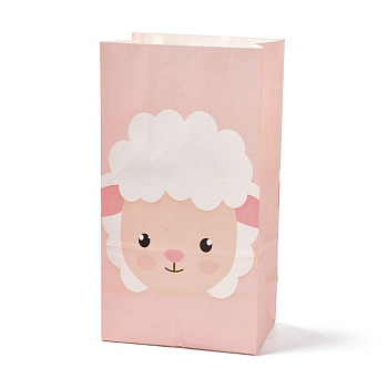 Kraft Paper Bags, No Handle, Wrapped Treat Bag for Birthdays, Baby Showers, Rectangle, Goat Pattern, 24x13x8.1cm