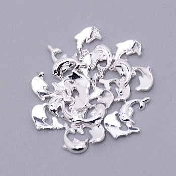 Alloy Cabochons, Nail Art Decoration Accessories for Women, Dolphin, Silver, 7x5x1.3mm, about 100pcs/bag