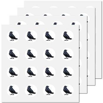 8 Sheets Plastic Waterproof Self-Adhesive Picture Stickers, Round Dot Cartoon Decals for Kid's Art Craft, Bird, 150x150mm, Sticker: 25mm