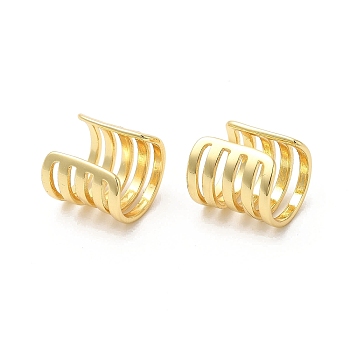 Brass Multi Line Cuff Earrings, Real 16K Gold Plated, 11x12.5x13mm