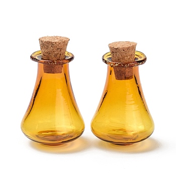 Glass Cork Bottles, Glass Empty Wishing Bottles, DIY Vials for Home Decorations, Gold, 17x27mm