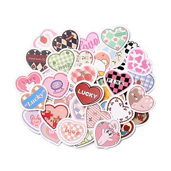 Waterproof Self Adhesive Paper Stickers, for Suitcase, Skateboard, Refrigerator, Helmet, Mobile Phone Shell, Colorful, Heart Pattern, 33~37x32~40x0.2mm, about 100pcs/bag