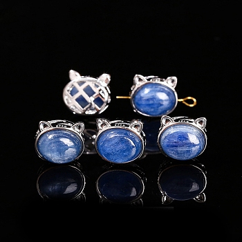 Natural Kyanite Beads, with Alloy Finding, Cat, 9x11x12mm