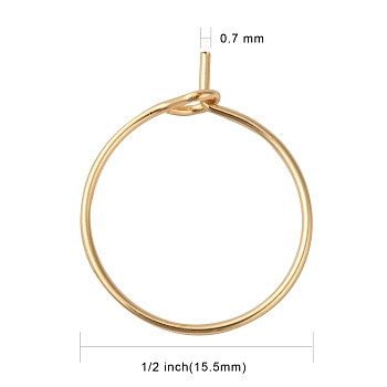 316 Surgical Stainless Steel Wine Glass Charms Rings, Hoop Earring Findings, DIY Material for Basketball Wives Hoop Earrings, Real 18k Gold Plated, 15x0.7mm, 21 Gauge