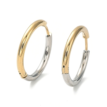 Ion Plating(IP) Two Tone 304 Stainless Steel Huggie Hoop Earrings, with 316 Surgical Stainless Steel Pins for Women, Golden & Stainless Steel Color, 10 Gauge, 22x23x2.5mm