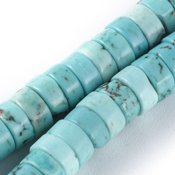 Natural Howlite Beads Strands, Heishi Beads, Dyed & Heated, Flat Round/Disc, Turquoise, 6x3mm, Hole: 0.8mm, about 152pcs/strand, 15.1 inch(38.5cm)