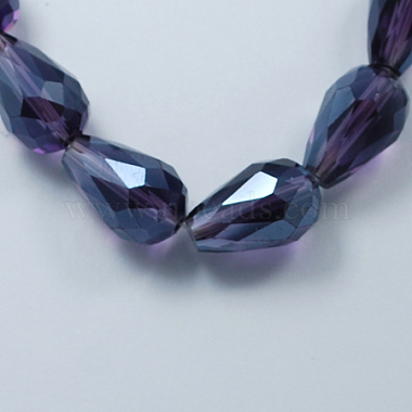 15mm Indigo Drop Electroplate Glass Beads