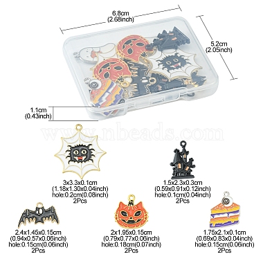 12Pcs 6 Style Halloween Theme Alloy Enamel Pendants(ENAM-FS0001-46)-4