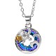 Double Turtle and Wave Alloy Pendant Necklace with Rhinestone(JN1015A)-1