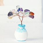 Resin Vase with Natural & Synthetic Chips Tree Ornaments, for Home Car Desk Display Decorations, 40x60mm(BOHO-PW0001-086B-06)