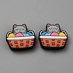 Silicone Focal Beads, DIY Nursing Necklaces Making, Cat Shape, Colorful, 26.5x28x8.5mm, Hole: 2.5mm(SIL-WH0012-047)