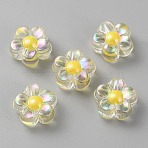 Transparent Acrylic Beads, Flower, Yellow, 12x12.5x6mm, Hole: 2.8mm, about 940pcs/500g, 500g/bag(OACR-WH0032-13B)