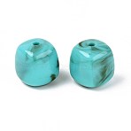 Opaque Acrylic Beads, Square, Turquoise, 17x16x16mm, Hole: 2.7mm(OACR-ZX006-33Q)