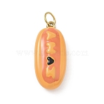 304 Stainless Steel Enamel Pendants, with Jump Ring, Imitation Food Charms, Cadmium Free & Nickel Free & Lead Free, Golden, Food, 26.5x12x8mm, Hole: 4mm(STAS-A131-02A-G)