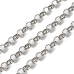 304 Stainless Steel Rolo Chains, Unwelded, with Spool, Stainless Steel Color, 7x2.5mm(CHS-L029-06P)