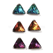 Resin Imitation Opal Cabochons, Single Face Faceted, Triangle, Mixed Color, 6x6.5x3.5mm(RESI-H148-13)