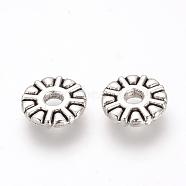Tibetan Style Alloy Beads, Cadmium Free & Lead Free, Disc, Antique Silver, 9x2mm, Hole: 2mm, about 1750pcs/1000g(TIBE-Q075-03AS-LF)