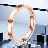 Stainless Steel Plain Band Rings, Rose Gold, US Size 8(18.1mm)(FS-WG75602-149)