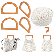 PandaHall Elite 4Pcs Wood Bag Handle, Letter D Shape, with 1 Roll Cotton Cords, Twisted Cotton Rope, for Purse Accessories, Mixed Color, Wood Bag Handle: 4pcs/set(DIY-PH0008-20)