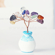 Resin Vase with Natural & Synthetic Chips Tree Ornaments, for Home Car Desk Display Decorations, 40x60mm(BOHO-PW0001-086B-06)