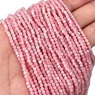 Natural Pink Opal Beads Strands, Faceted, Round, 2x1.5~2mm, Hole: 0.6mm, about 192pcs/strand, 15.08''(38.3cm)(X-G-H003-B06-02)