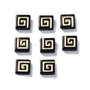 Opaque Acrylic Beads, Metal Enlaced, Square, Goldenrod, 8.5x8.5x3.5mm, Hole: 1.6mm, about 1980pcs/500g(OACR-G016-13C)