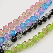 Two Tone Crackle Glass Beads Strands, Round, Mixed Color, 10mm, Hole: 1.3mm(CCG-Q002-10mm-M)